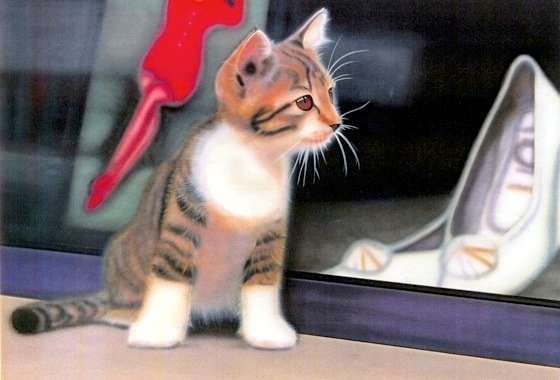 子猫の絵：ねことハイヒール