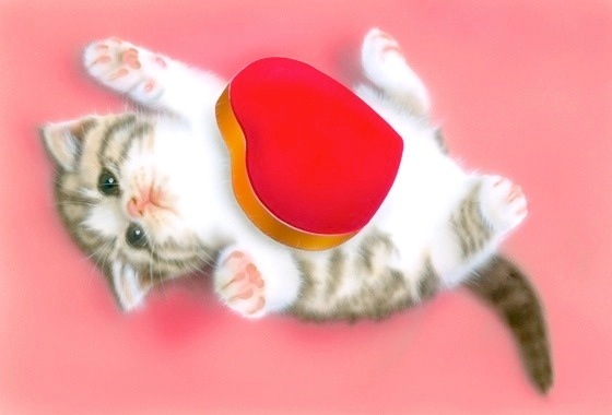 子猫の絵：Heart 〜チョコもらったYO！〜
