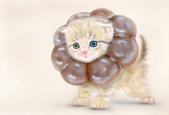 子猫の絵：ポンデニャイオン：ショコラ（ポンデにゃんこ／ポンデリング猫）pão de nyaion