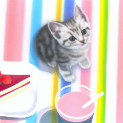 子猫の絵：カラフル・ポップ・ピンク