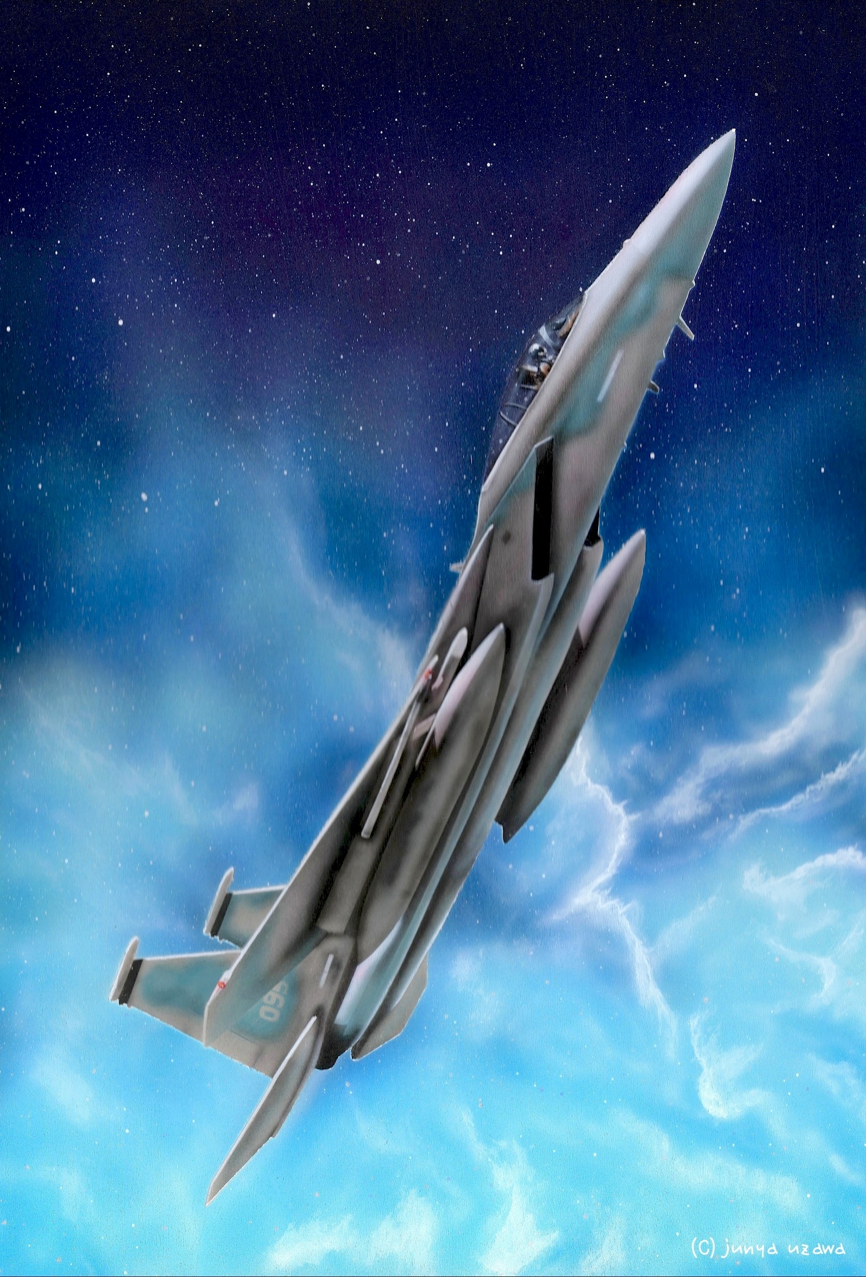 リアリズム絵画 Stratosphere F 15 成層圏の戦闘機イーグル Junya Blog 猫 犬 リアリズム絵画